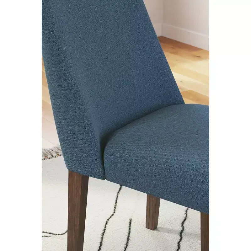 Signature Design by Ashley Lyncott, chaise de salle à manger contemporaine rembourrée avec coussin en mousse, lot de 2, bleu et marron