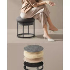 Collection LUIZ - Pouf ottoman, pouf rond, tabouret de coiffeuse, repose-pieds, dessus réversible, table d'appoint