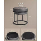 Collection LUIZ - Pouf ottoman, pouf rond, tabouret de coiffeuse, repose-pieds, dessus réversible, table d'appoint
