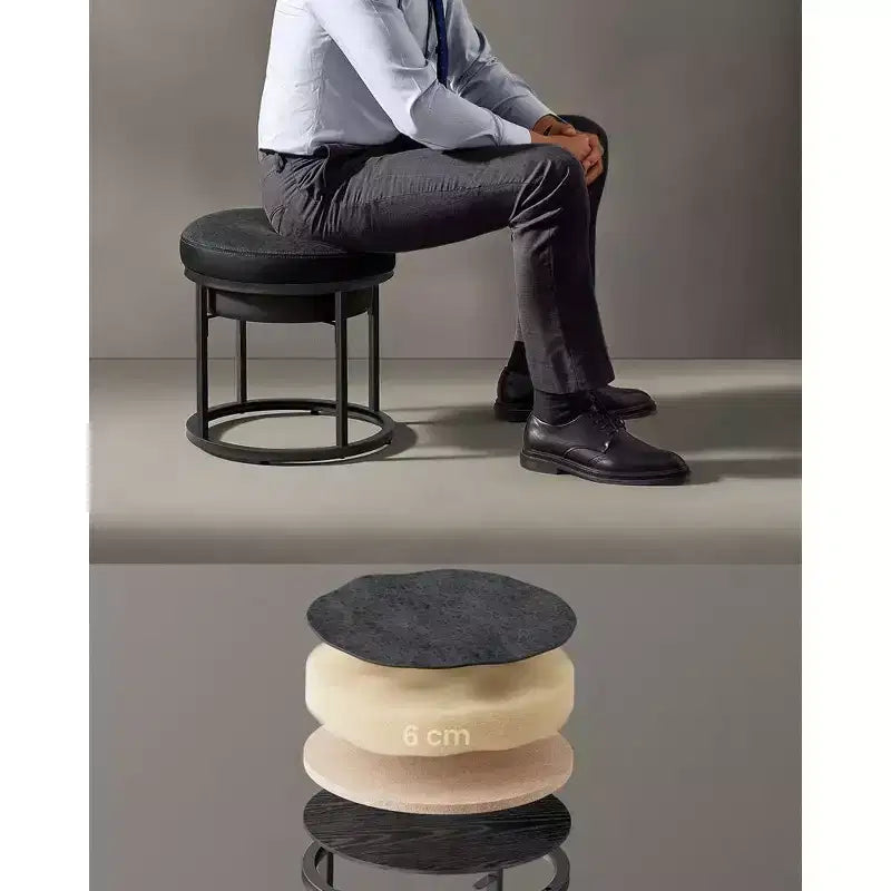 Collection LUIZ - Pouf ottoman, pouf rond, tabouret de coiffeuse, repose-pieds, dessus réversible, table d'appoint