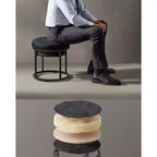 Collection LUIZ - Pouf ottoman, pouf rond, tabouret de coiffeuse, repose-pieds, dessus réversible, table d'appoint