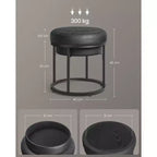 Collection LUIZ - Pouf ottoman, pouf rond, tabouret de coiffeuse, repose-pieds, dessus réversible, table d'appoint