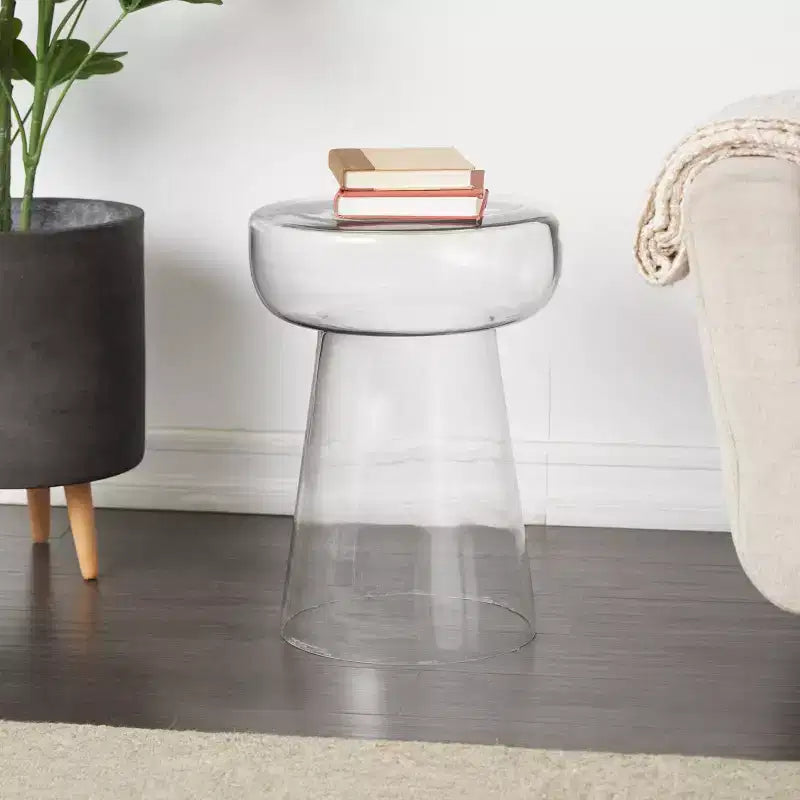 Table d'appoint piédestal moderne en verre Olivia & May