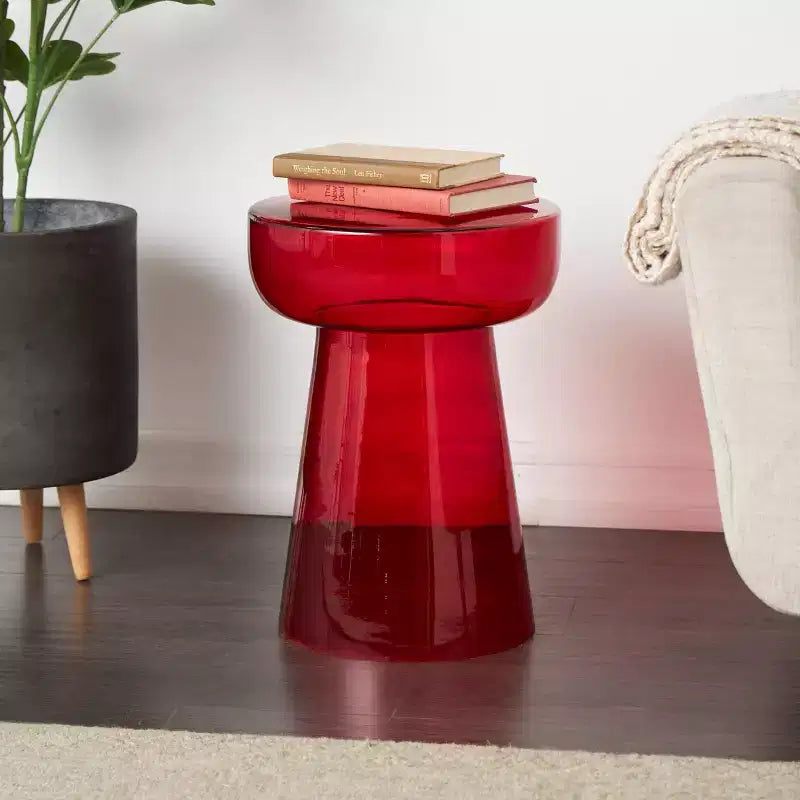 Table d'appoint piédestal moderne en verre Olivia & May