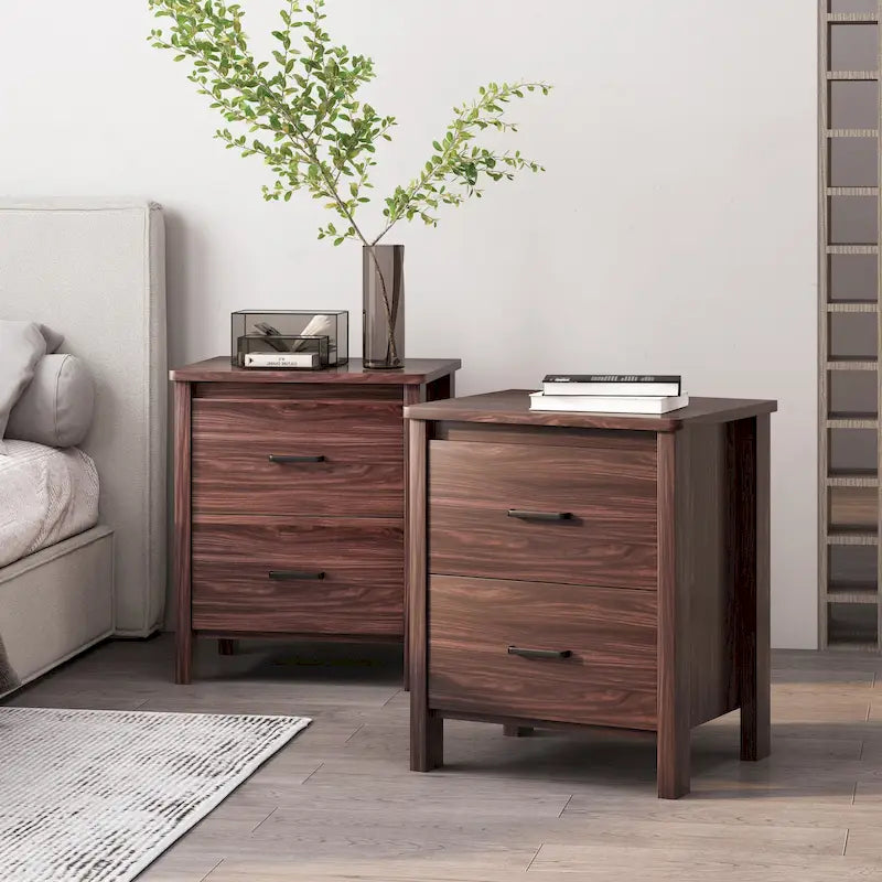 Tables de nuit Olimont Faux Bois à 2 tiroirs (Lot de 2) par Christopher Knight Home