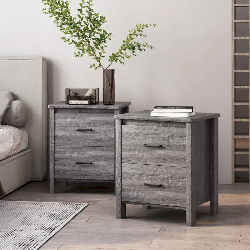 Tables de nuit Olimont Faux Bois à 2 tiroirs (Lot de 2) par Christopher Knight Home