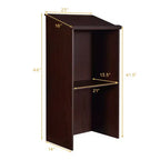 Costway pupitre en bois avec étagère réglable, porte-stylo et trous de câble, marron/noir