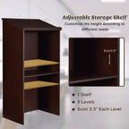 Costway pupitre en bois avec étagère réglable, porte-stylo et trous de câble, marron/noir