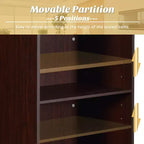 Costway pupitre en bois avec étagère réglable, porte-stylo et trous de câble, marron/noir