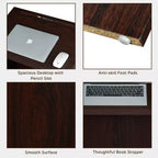 Costway pupitre en bois avec étagère réglable, porte-stylo et trous de câble, marron/noir