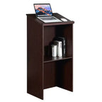 Costway pupitre en bois avec étagère réglable, porte-stylo et trous de câble, marron/noir