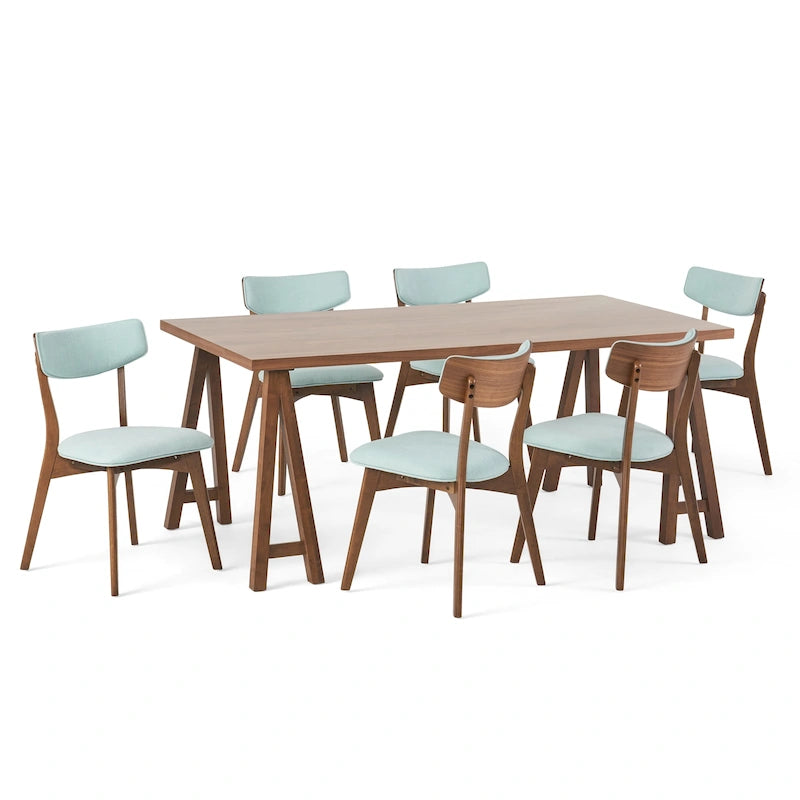 Ensemble de salle à manger 7 pièces Chazz Mid-Century Modern avec table à piètement trapèze par Christopher Knight Home