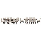 Ensemble de salle à manger extensible Tallinn avec table en bois de cerisier foncé et chaises en tissu beige