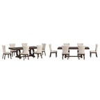 Ensemble de salle à manger extensible Tallinn avec table en bois de cerisier foncé et chaises en tissu beige