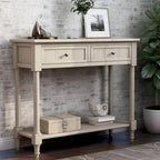 Console Trexm avec deux tiroirs de rangement et une étagère inférieure