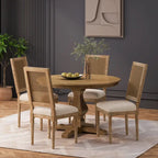 Ensemble de salle à manger circulaire 5 pièces Remuda en bois et rotin rembourré par Christopher Knight Home