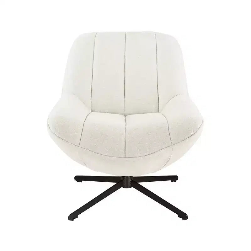 HOMLUX Fauteuil d'appoint pivotant moderne, chaise longue en tissu rembourrée avec pieds en métal, fauteuil sans accoudoirs pour salon et chambre à coucher, blanc cassé