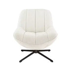 HOMLUX Fauteuil d'appoint pivotant moderne, chaise longue en tissu rembourrée avec pieds en métal, fauteuil sans accoudoirs pour salon et chambre à coucher, blanc cassé