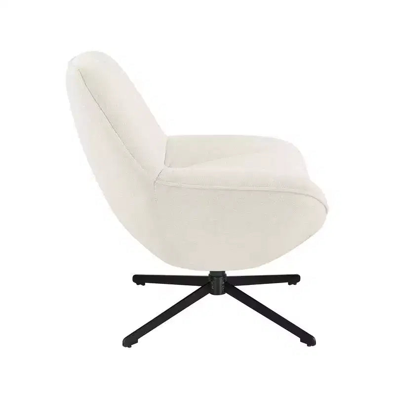 HOMLUX Fauteuil d'appoint pivotant moderne, chaise longue en tissu rembourrée avec pieds en métal, fauteuil sans accoudoirs pour salon et chambre à coucher, blanc cassé