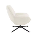HOMLUX Fauteuil d'appoint pivotant moderne, chaise longue en tissu rembourrée avec pieds en métal, fauteuil sans accoudoirs pour salon et chambre à coucher, blanc cassé