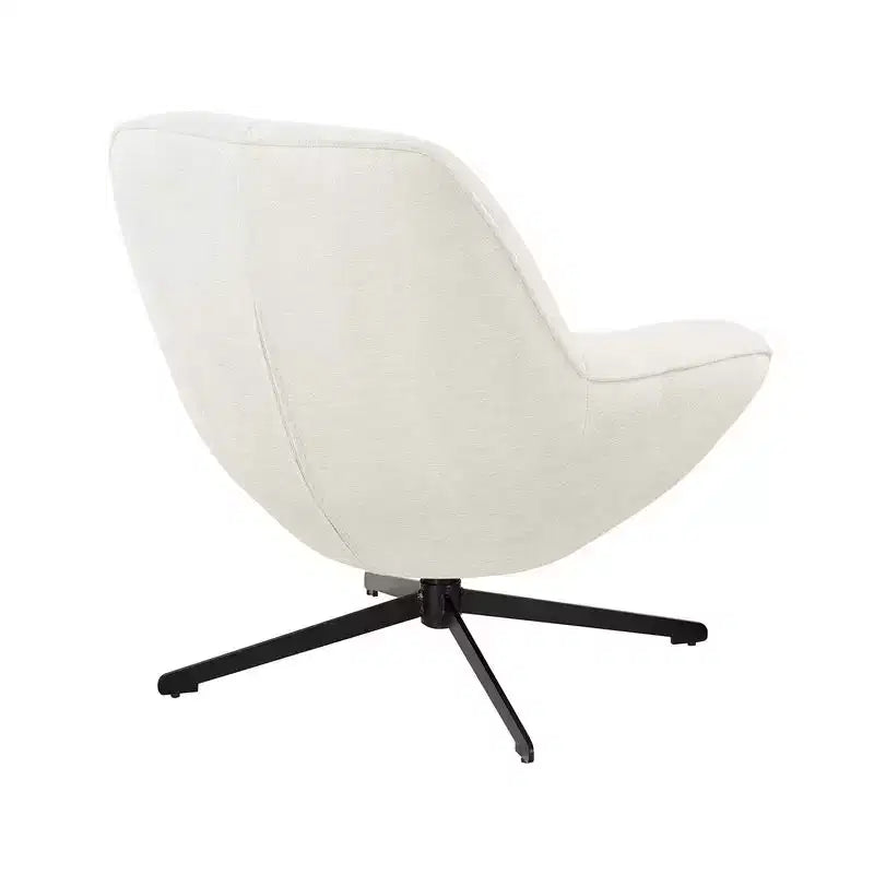 HOMLUX Fauteuil d'appoint pivotant moderne, chaise longue en tissu rembourrée avec pieds en métal, fauteuil sans accoudoirs pour salon et chambre à coucher, blanc cassé