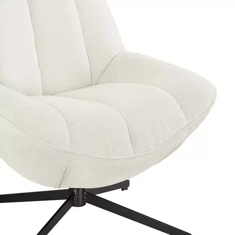 HOMLUX Fauteuil d'appoint pivotant moderne, chaise longue en tissu rembourrée avec pieds en métal, fauteuil sans accoudoirs pour salon et chambre à coucher, blanc cassé