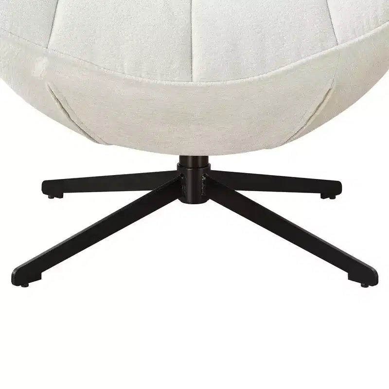 HOMLUX Fauteuil d'appoint pivotant moderne, chaise longue en tissu rembourrée avec pieds en métal, fauteuil sans accoudoirs pour salon et chambre à coucher, blanc cassé