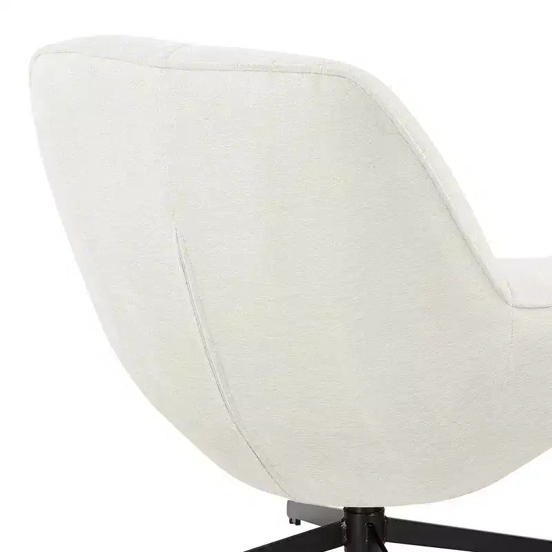 HOMLUX Fauteuil d'appoint pivotant moderne, chaise longue en tissu rembourrée avec pieds en métal, fauteuil sans accoudoirs pour salon et chambre à coucher, blanc cassé