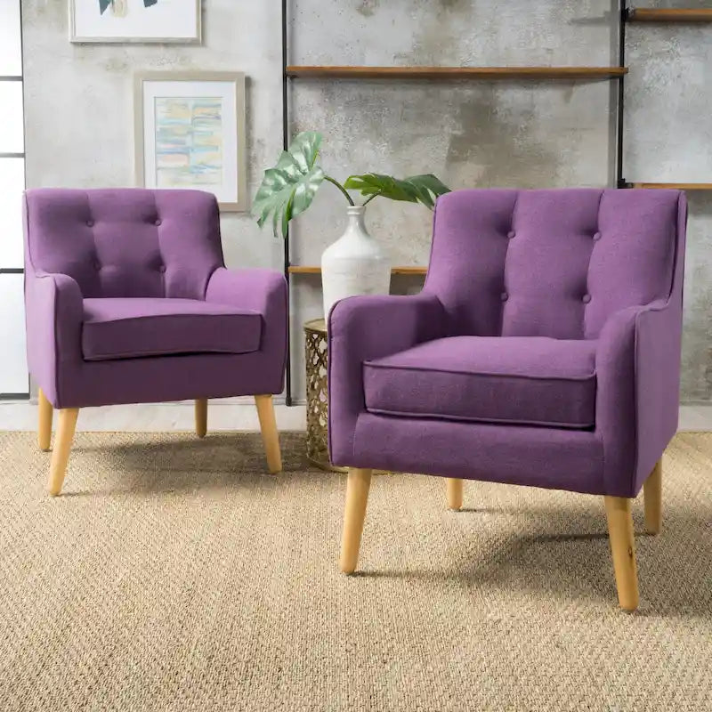 Fauteuil rembourré Felicity Mid-Century Modern en tissu (lot de 2) par Christopher Knight Home