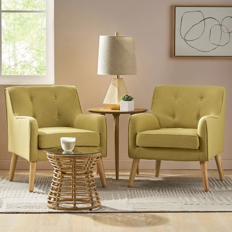 Fauteuil rembourré Felicity Mid-Century Modern en tissu (lot de 2) par Christopher Knight Home