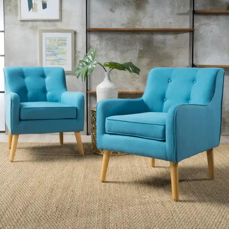 Fauteuil rembourré Felicity Mid-Century Modern en tissu (lot de 2) par Christopher Knight Home