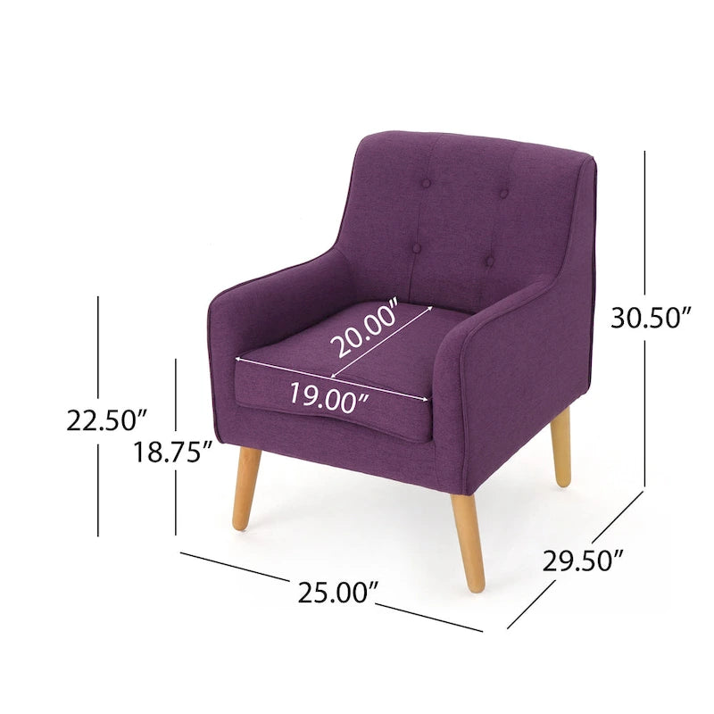Fauteuil rembourré Felicity Mid-Century Modern en tissu (lot de 2) par Christopher Knight Home