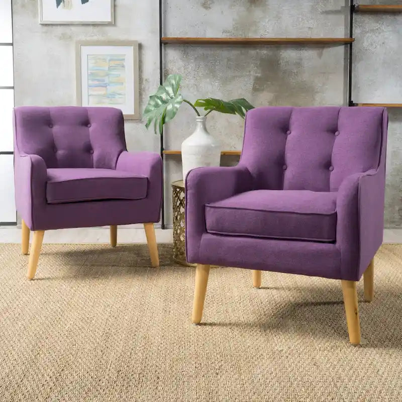 Fauteuil rembourré Felicity Mid-Century Modern en tissu (lot de 2) par Christopher Knight Home