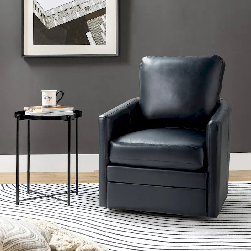 Fauteuil d'appoint pivotant Terrance en similicuir avec piètement en métal
