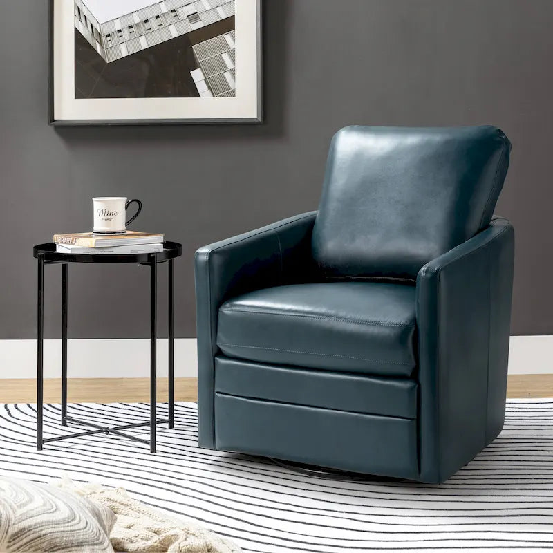 Fauteuil d'appoint pivotant Terrance en similicuir avec piètement en métal