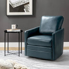 Fauteuil d'appoint pivotant Terrance en similicuir avec piètement en métal