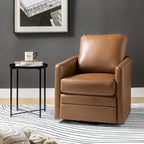 Fauteuil d'appoint pivotant Terrance en similicuir avec piètement en métal