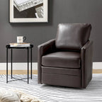 Fauteuil d'appoint pivotant Terrance en similicuir avec piètement en métal