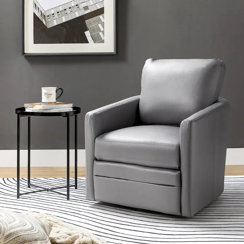 Fauteuil d'appoint pivotant Terrance en similicuir avec piètement en métal