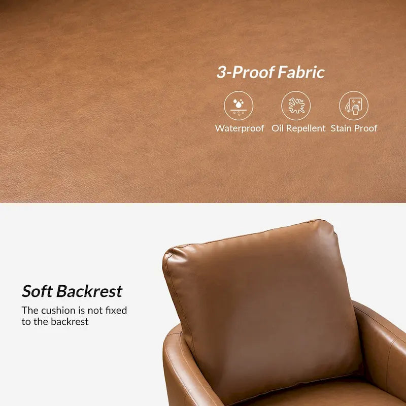 Fauteuil d'appoint pivotant Terrance en similicuir avec piètement en métal