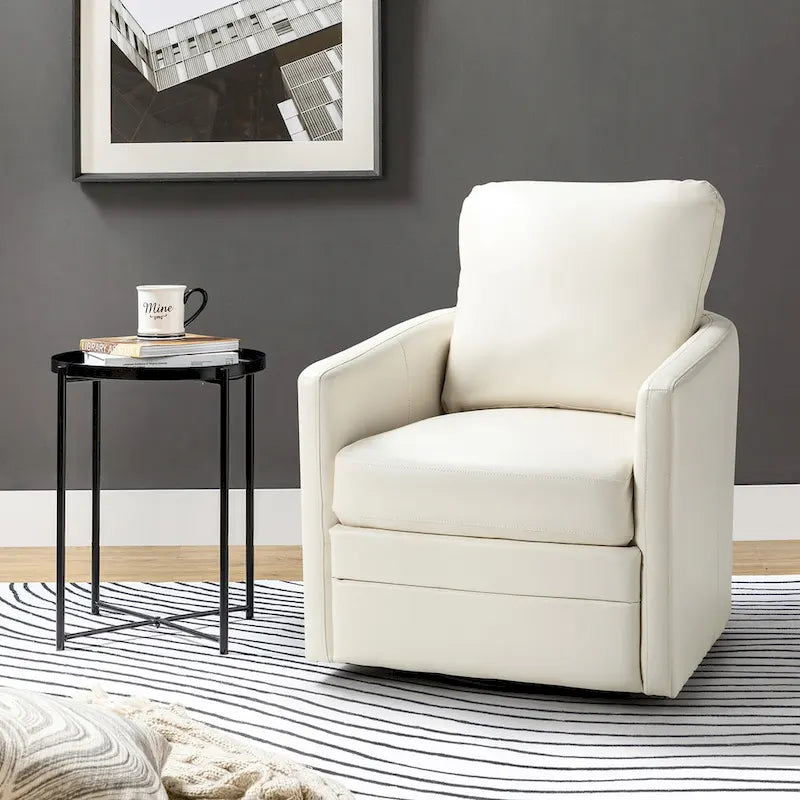 Fauteuil d'appoint pivotant Terrance en similicuir avec piètement en métal