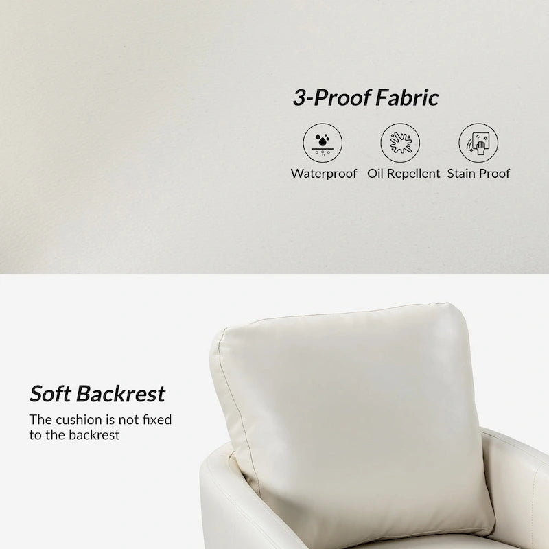 Fauteuil d'appoint pivotant Terrance en similicuir avec piètement en métal