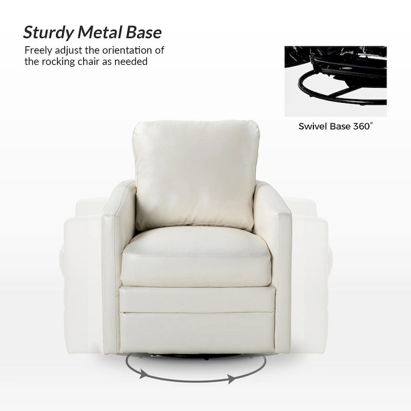 Fauteuil d'appoint pivotant Terrance en similicuir avec piètement en métal