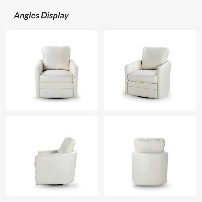 Fauteuil d'appoint pivotant Terrance en similicuir avec piètement en métal