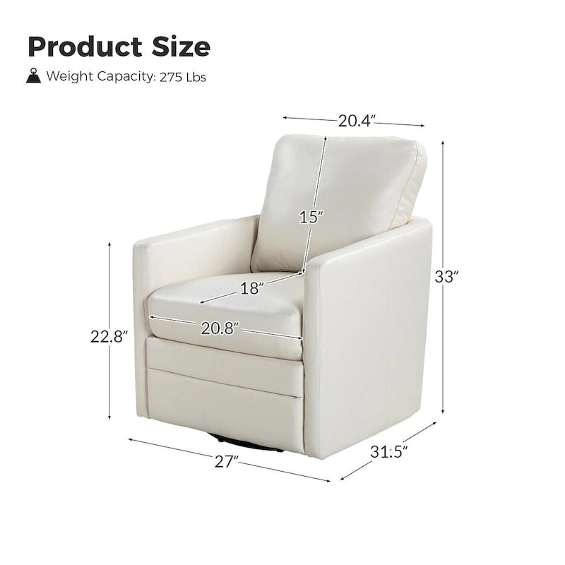 Fauteuil d'appoint pivotant Terrance en similicuir avec piètement en métal