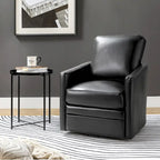 Fauteuil d'appoint pivotant Terrance en similicuir avec piètement en métal