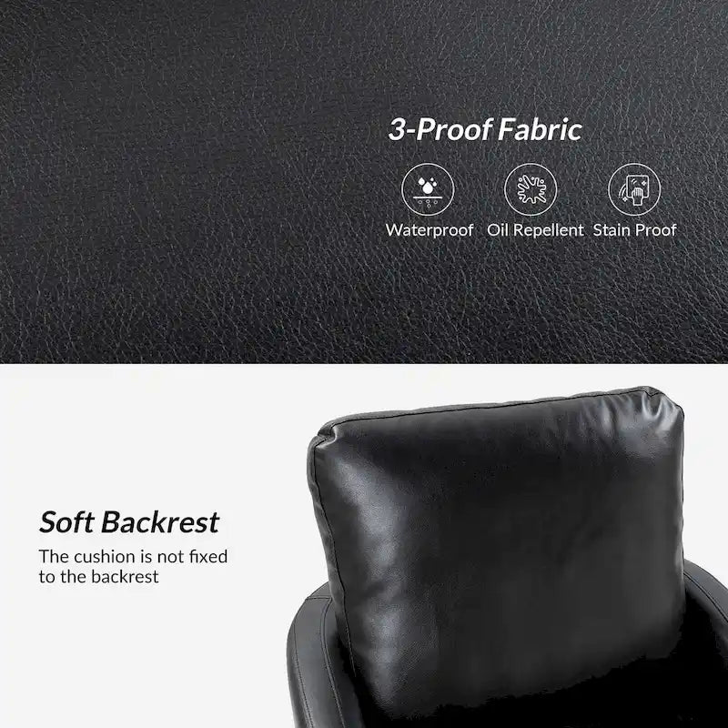 Fauteuil d'appoint pivotant Terrance en similicuir avec piètement en métal