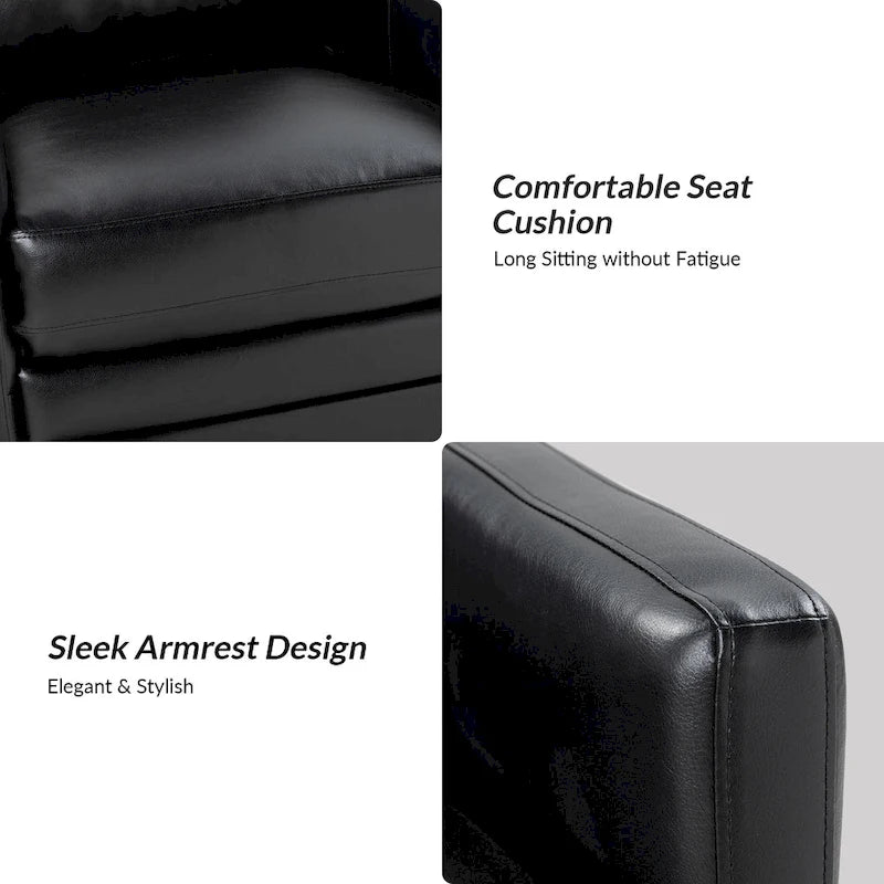 Fauteuil d'appoint pivotant Terrance en similicuir avec piètement en métal