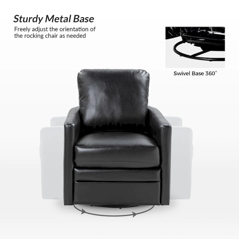 Fauteuil d'appoint pivotant Terrance en similicuir avec piètement en métal