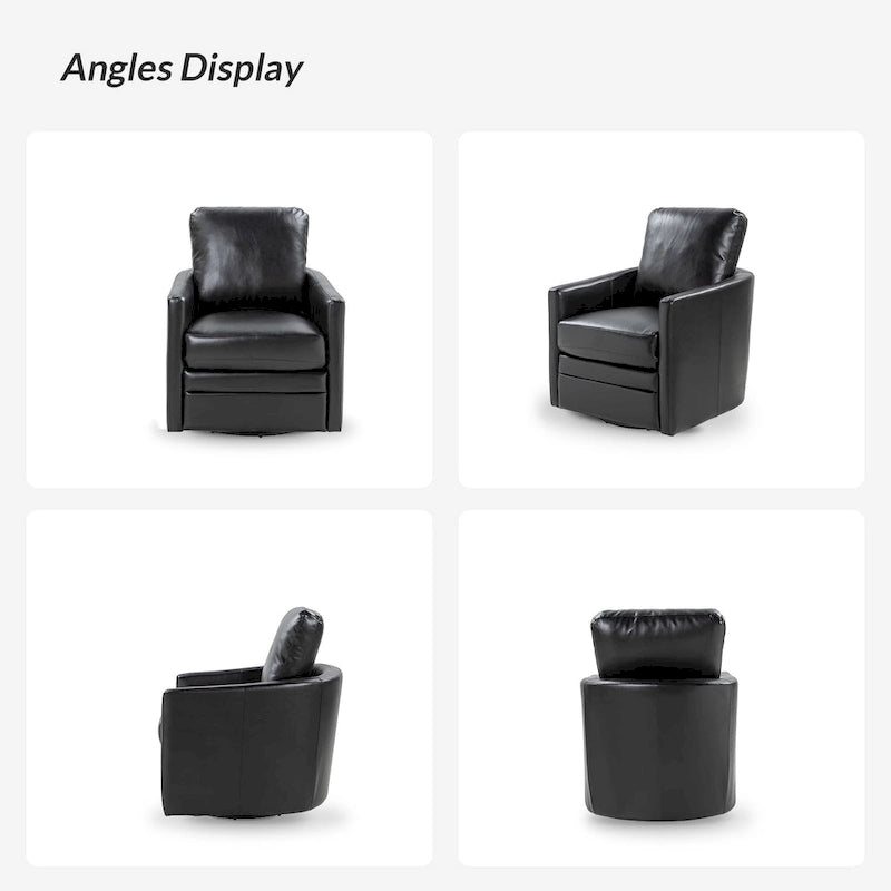 Fauteuil d'appoint pivotant Terrance en similicuir avec piètement en métal